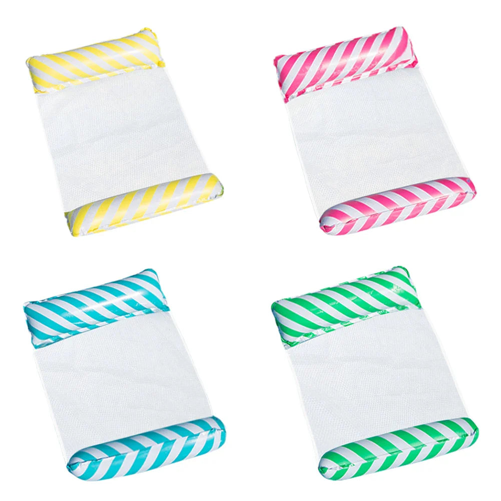 Foldable Floating Water Hammock Float Lounger Inflatable Pool Mat Floating Recliner Bed Swimming Air Mattress Pool Accessories