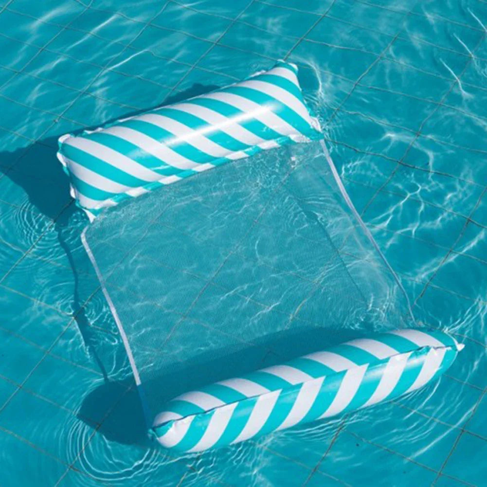 Foldable Floating Water Hammock Float Lounger Inflatable Pool Mat Floating Recliner Bed Swimming Air Mattress Pool Accessories