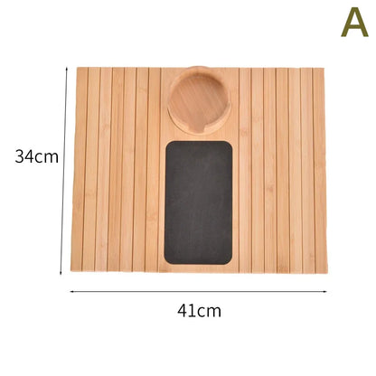 Natural Bamboo Couch Cup Holder – Foldable Sofa Armrest Tray for Drinks, Remote Control & Snacks | Anti-Slip, Multipurpose Design
