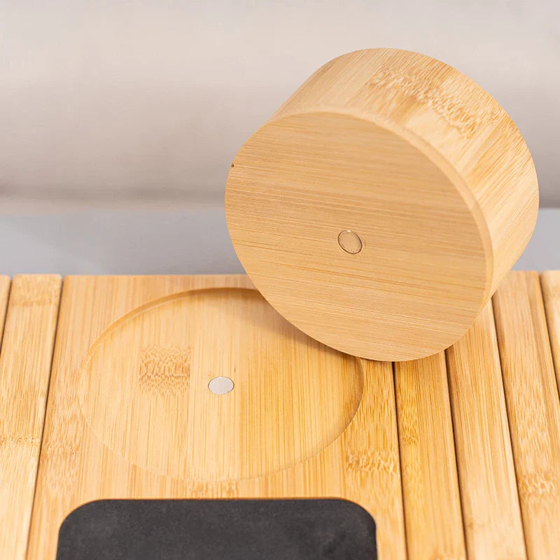 Natural Bamboo Couch Cup Holder – Foldable Sofa Armrest Tray for Drinks, Remote Control & Snacks | Anti-Slip, Multipurpose Design