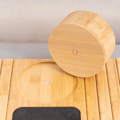 Natural Bamboo Couch Cup Holder – Foldable Sofa Armrest Tray for Drinks, Remote Control & Snacks | Anti-Slip, Multipurpose Design