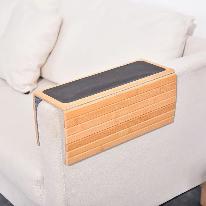 Natural Bamboo Couch Cup Holder – Foldable Sofa Armrest Tray for Drinks, Remote Control & Snacks | Anti-Slip, Multipurpose Design